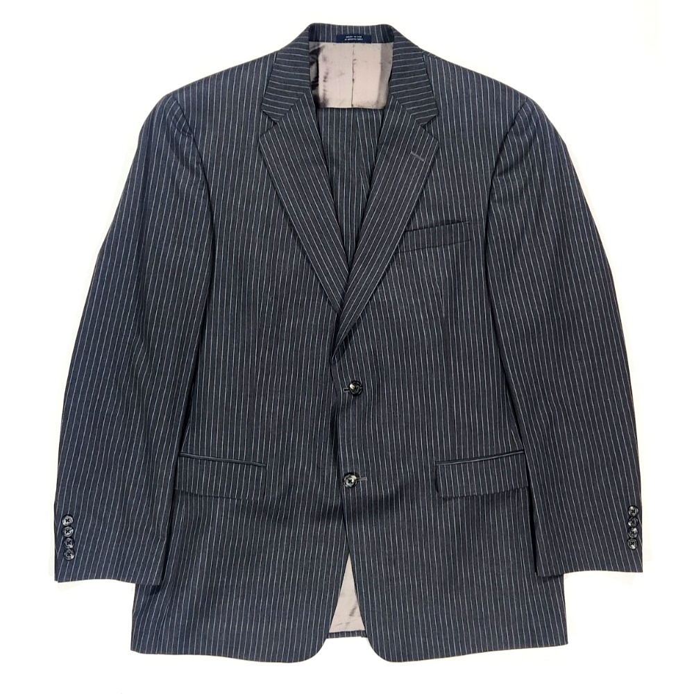 Hart Schaffner Marx 2-Piece Suit Mens 44L Pinstripe Wool Formal Business Preppy